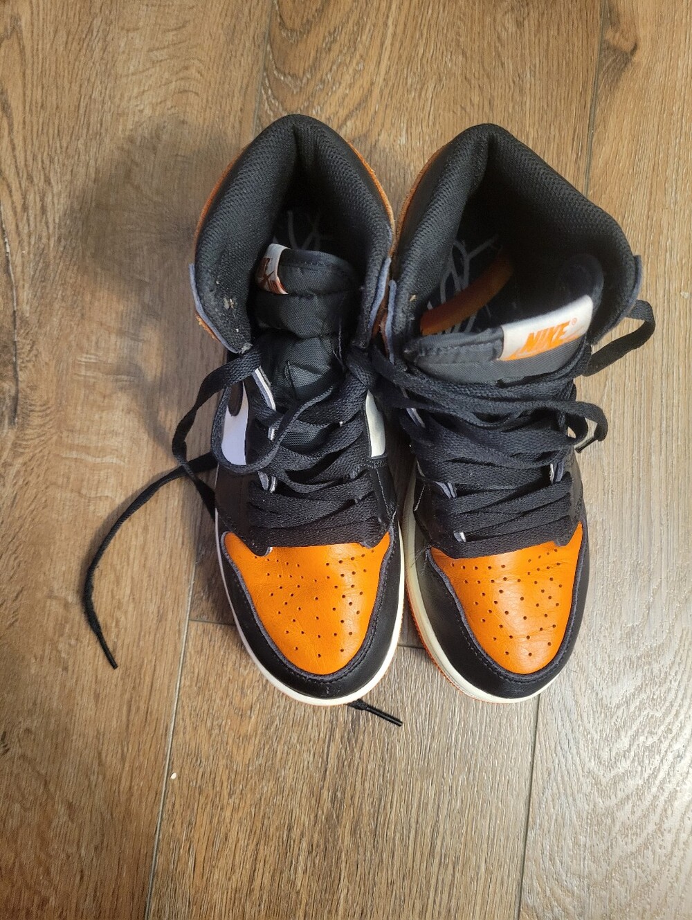 Jordan Kids Black and Orange High-Top Sneakers